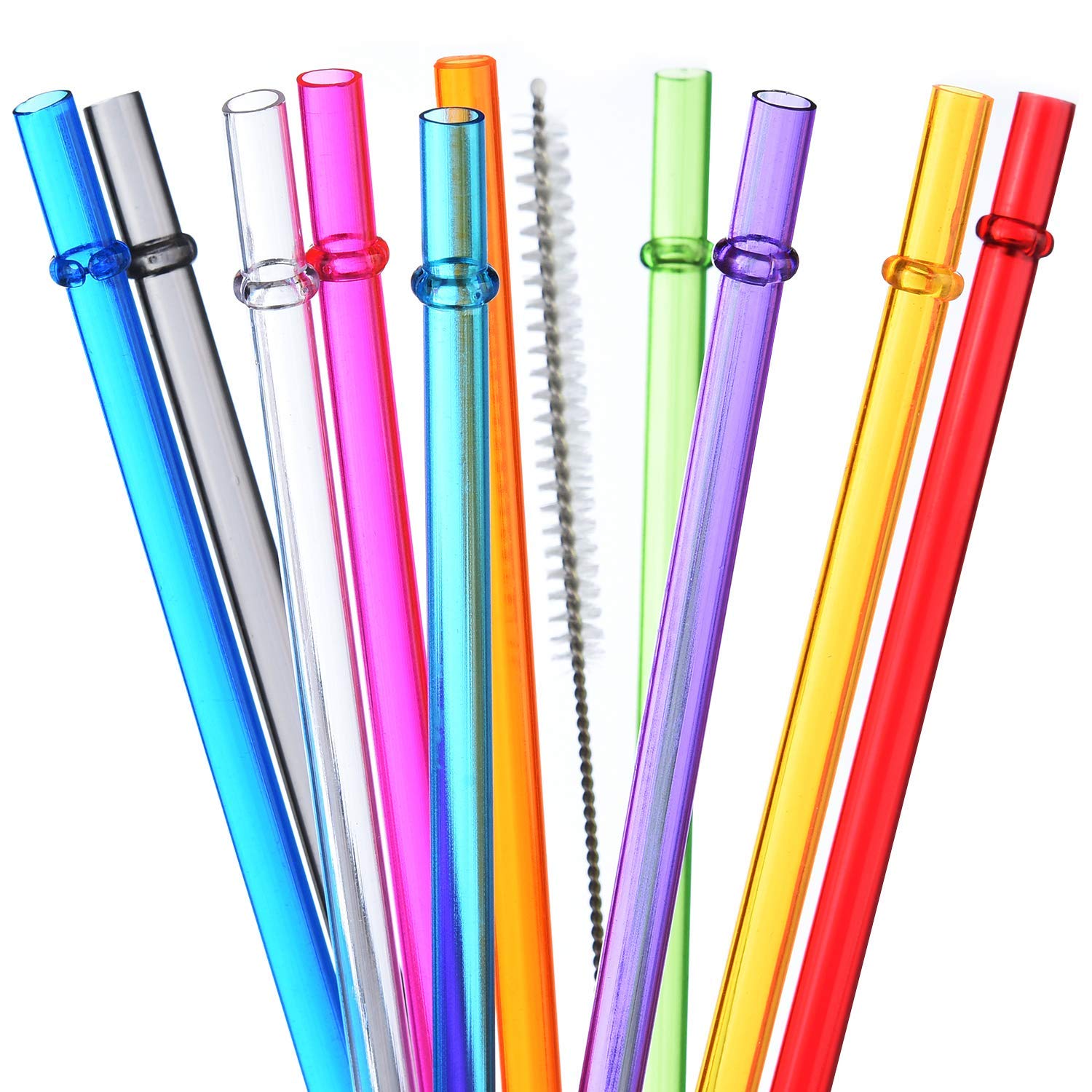 ALINK 10 Pack Reusable Stainless Steel Straws + 12 Pack Bubble Tea Straws - Eco-Friendly Metal Drinking Straws for Smoothies, Iced Coffee & Juice at Home, Office or Travel