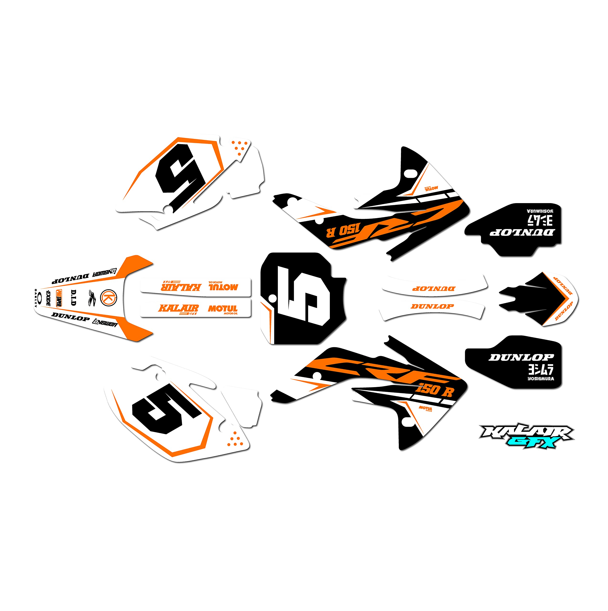 Honda CRF150R (2007-2023) Graphics Kit - Factory Orange 16 Mil Vinyl Dirt Bike Stickers | Motocross Racing Decals & Motorcycle Accessories | Perfect for Pit Bike Customization & Off-Road Racing
