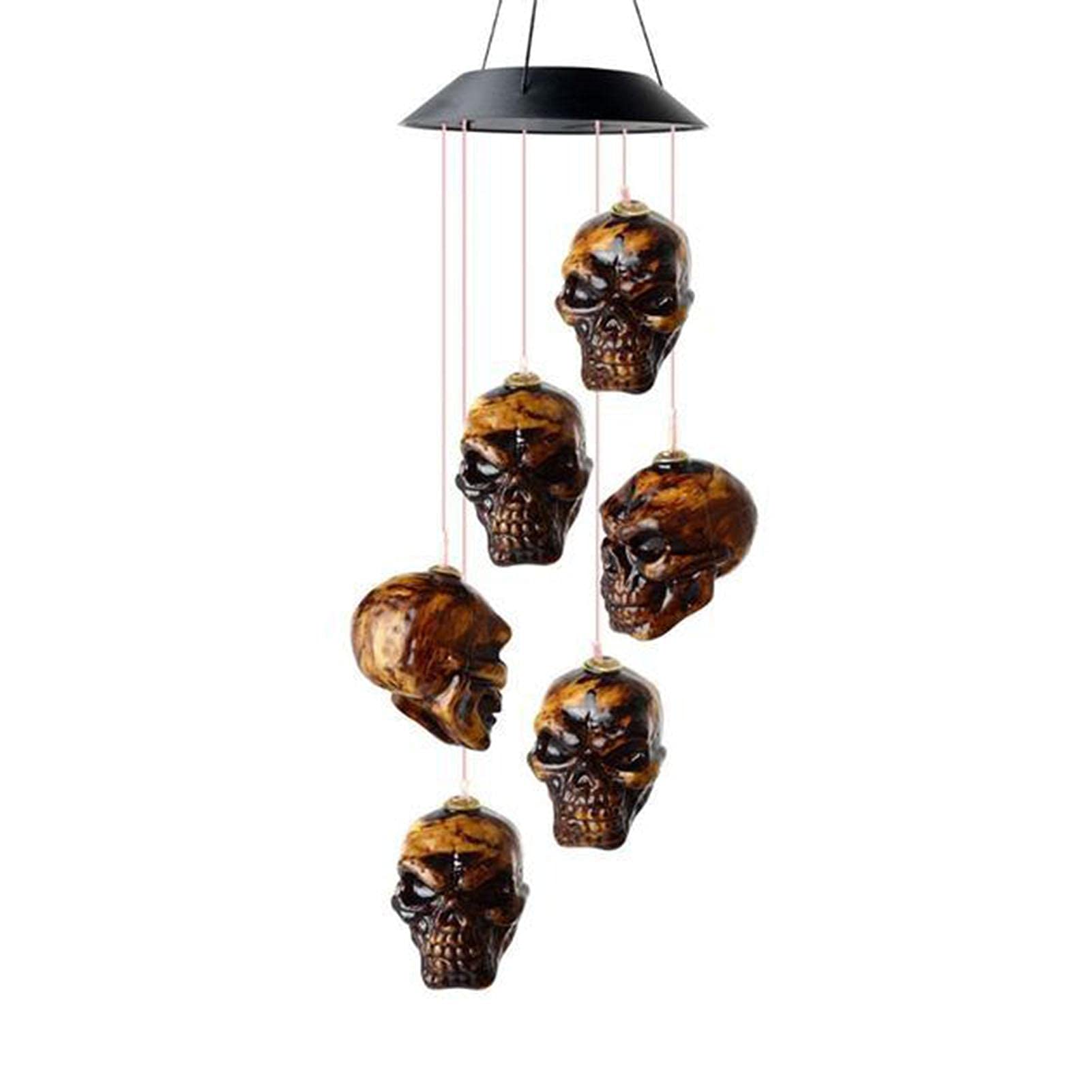 Solar Powered Skeleton Skull Wind Chime Lights - Color Changing LED Halloween Decor for Outdoor Garden, Yard, Patio - Waterproof & Durable for Nighttime Ambiance and Holiday Parties