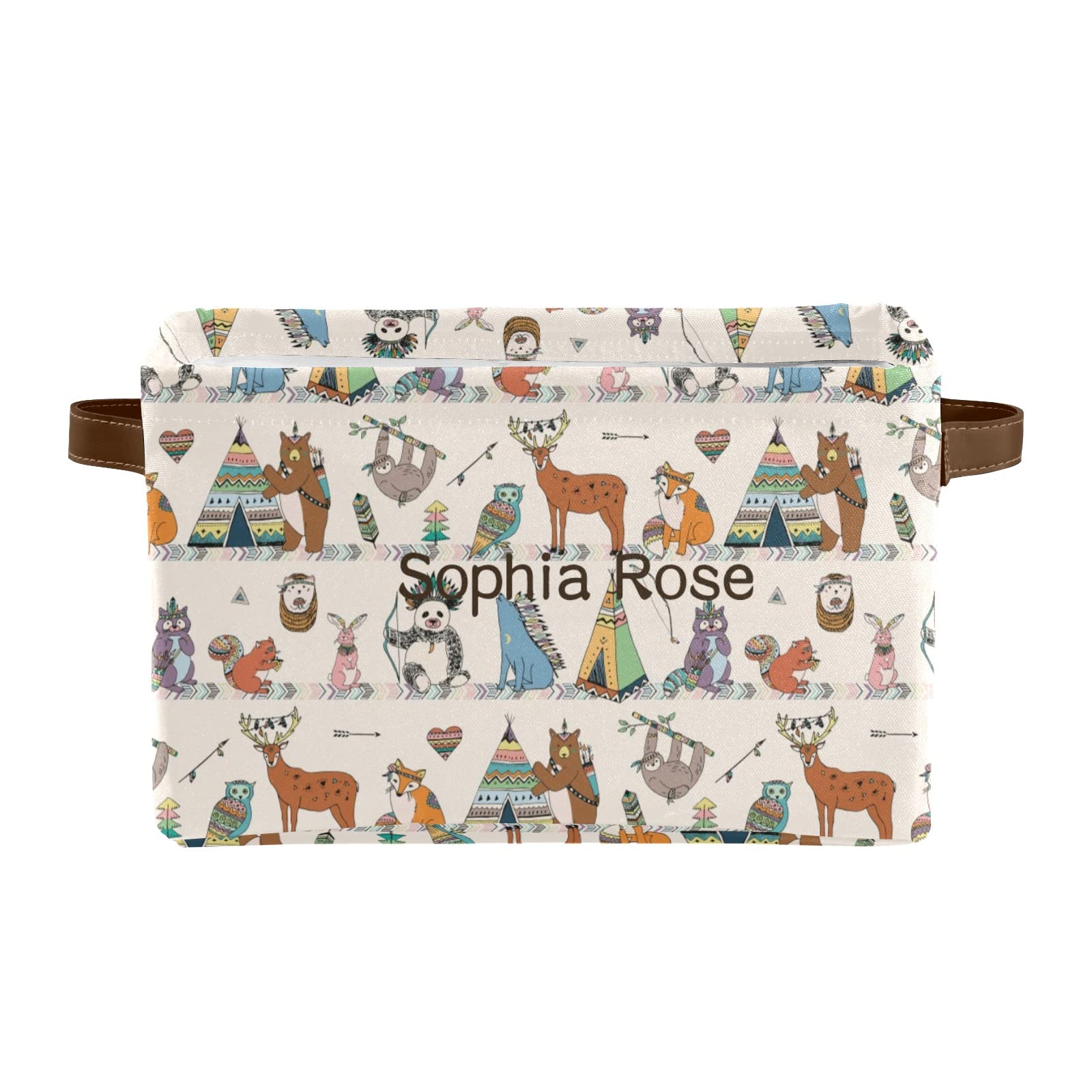 Personalized Woodland Storage Bins - Tribal Animal Cubes for Nursery & Playroom