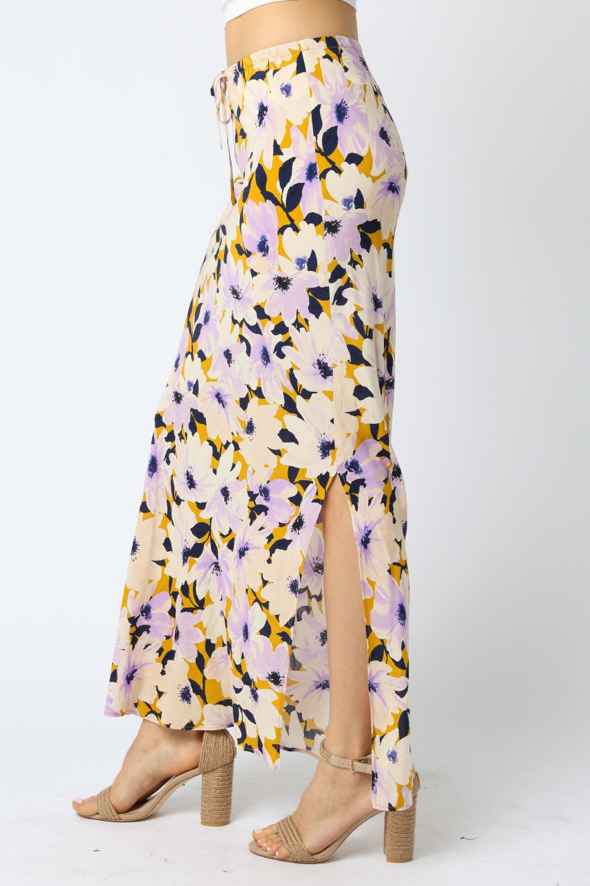 Tilly Floral Midi Skirt for Women - A-Line Summer Skirt with Pockets, Boho Flowy Skirt for Casual Outings, Beach Vacations & Date Nights