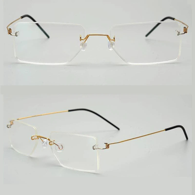 Aimee Unisex Rimless Square Titanium Eyeglasses Frame 4104 - Lightweight Durable Glasses for Work, Reading & Fashion