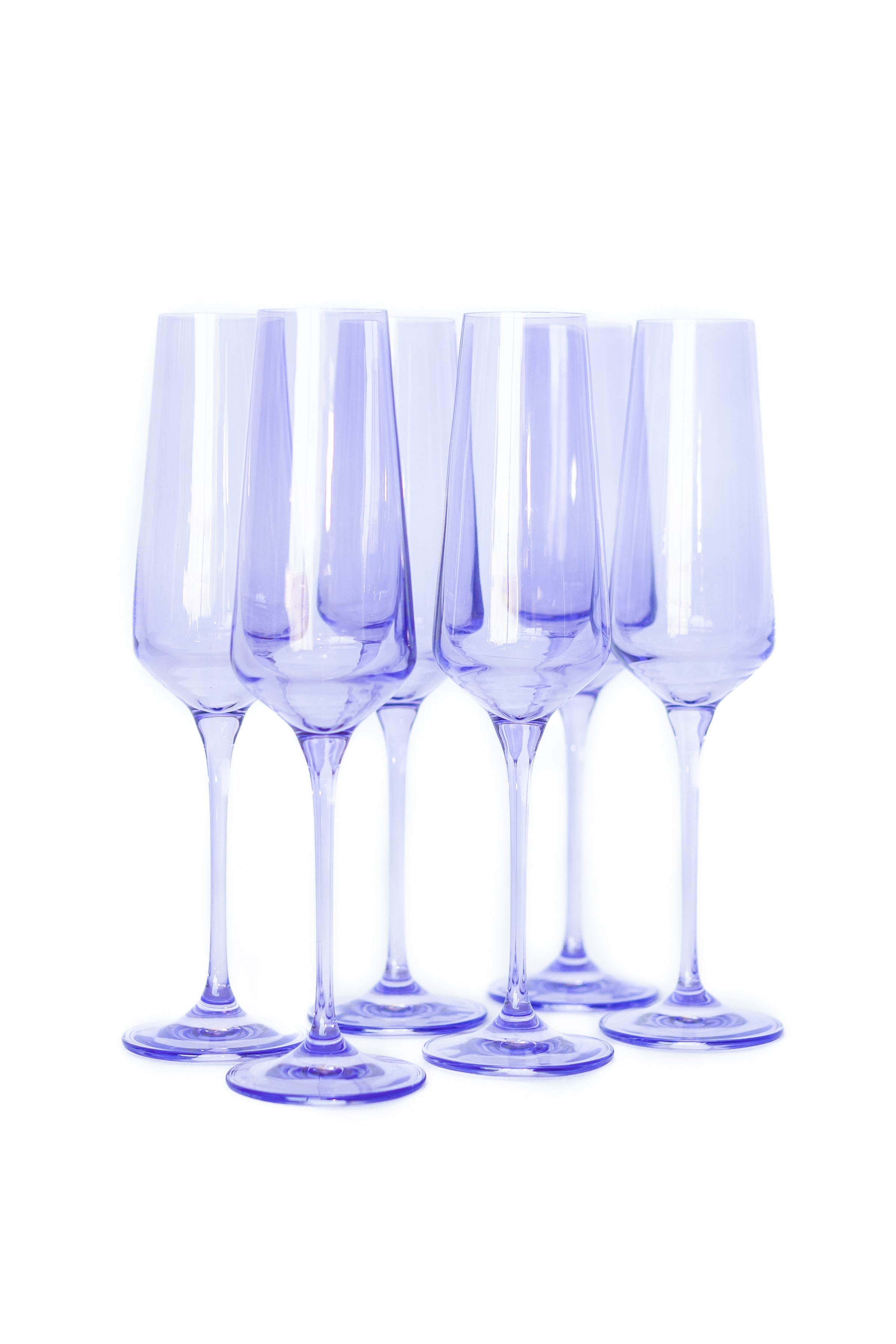 Estelle Colored Champagne Flutes Set of 6 - Elegant Lavender Glassware for Wedding, Party & Special Occasions | Dishwasher Safe Crystal Clear Flutes