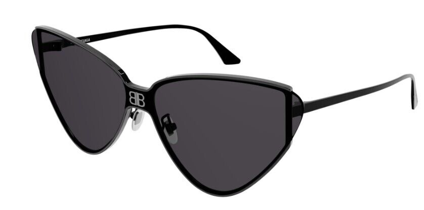 Balenciaga BB0191S 001 Black/Grey Cat Eye Sunglasses for Women - Stylish Full Rim UV Protection Shades for Outdoor, Beach & Fashion Accessories