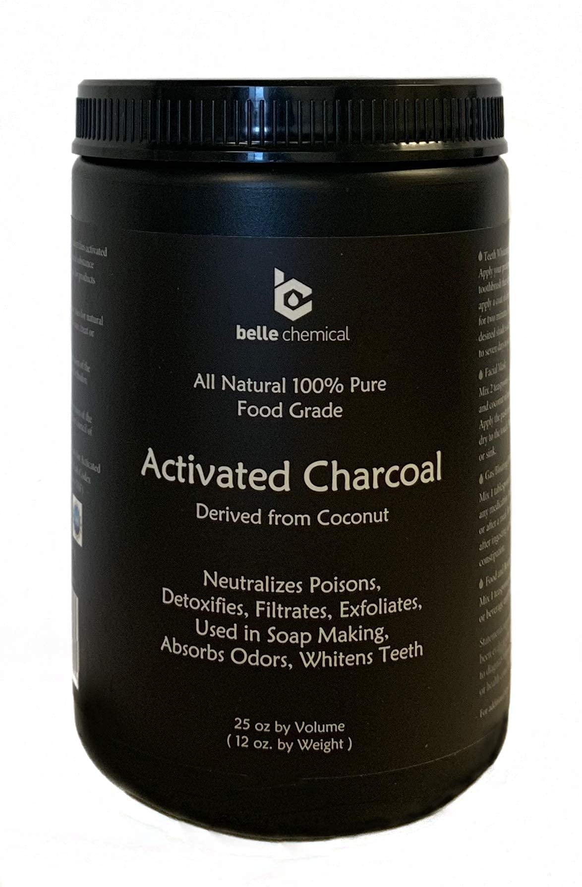 Large Less-Mess Jar Coconut Activated Charcoal Powder - Bulk Food Grade, Kosher, NSF Certified for Teeth Whitening, Facial Scrub & Soap Making | Detox, Skin Care & DIY Beauty Products