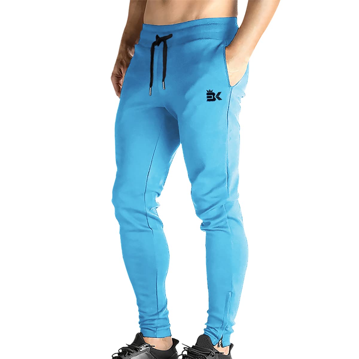 BROKIG Men's Zip Joggers Pants - Slim Fit Tapered Sweatpants with Pockets for Gym, Workout & Casual Wear | Comfortable Athletic Trousers for Running, Training & Lounge