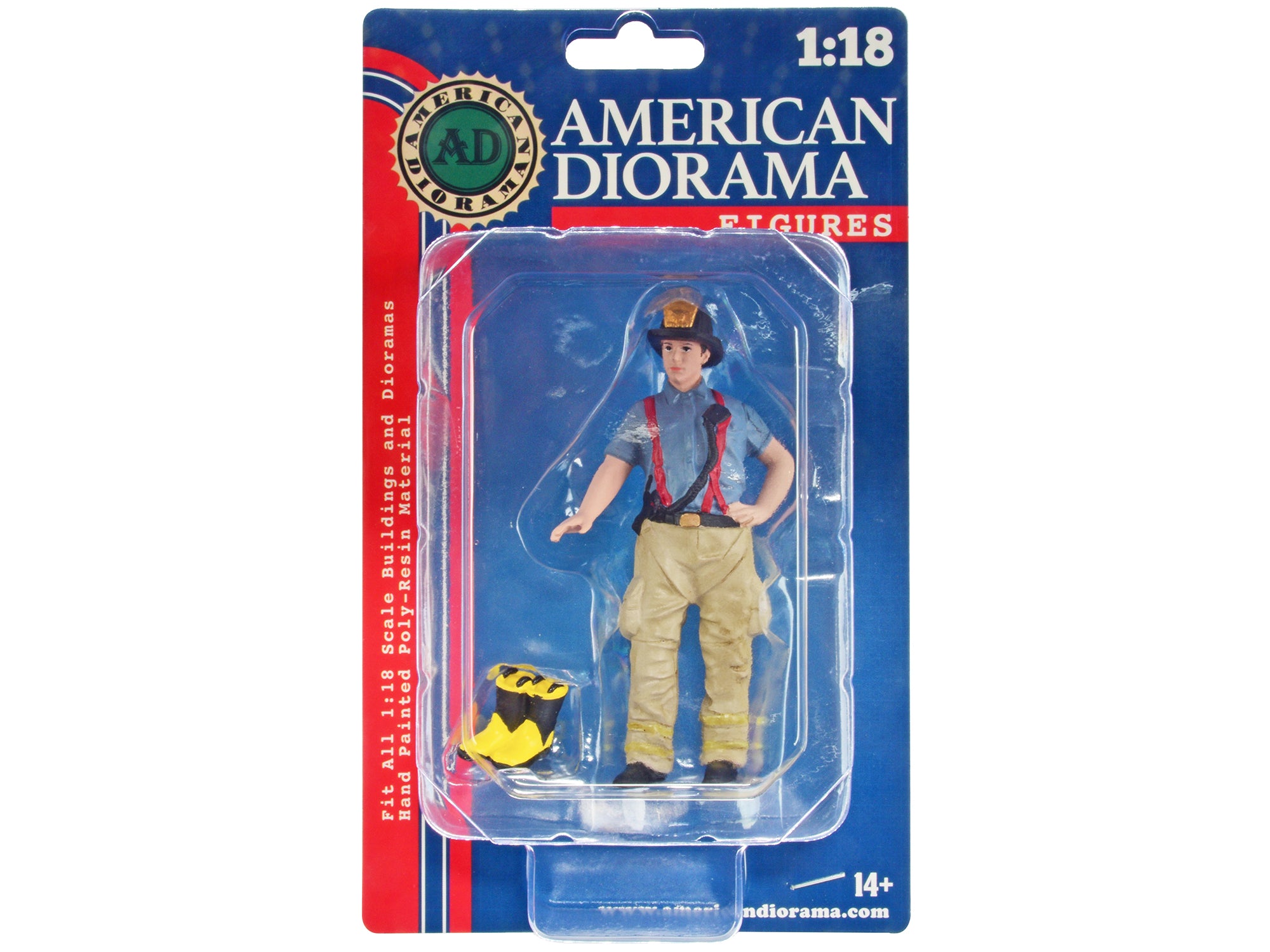 1/18 Scale Firefighter Figure with Boots Accessory - Realistic American Diorama Model for Action Figure Collectors - Perfect for Diorama Displays & Military Scenes