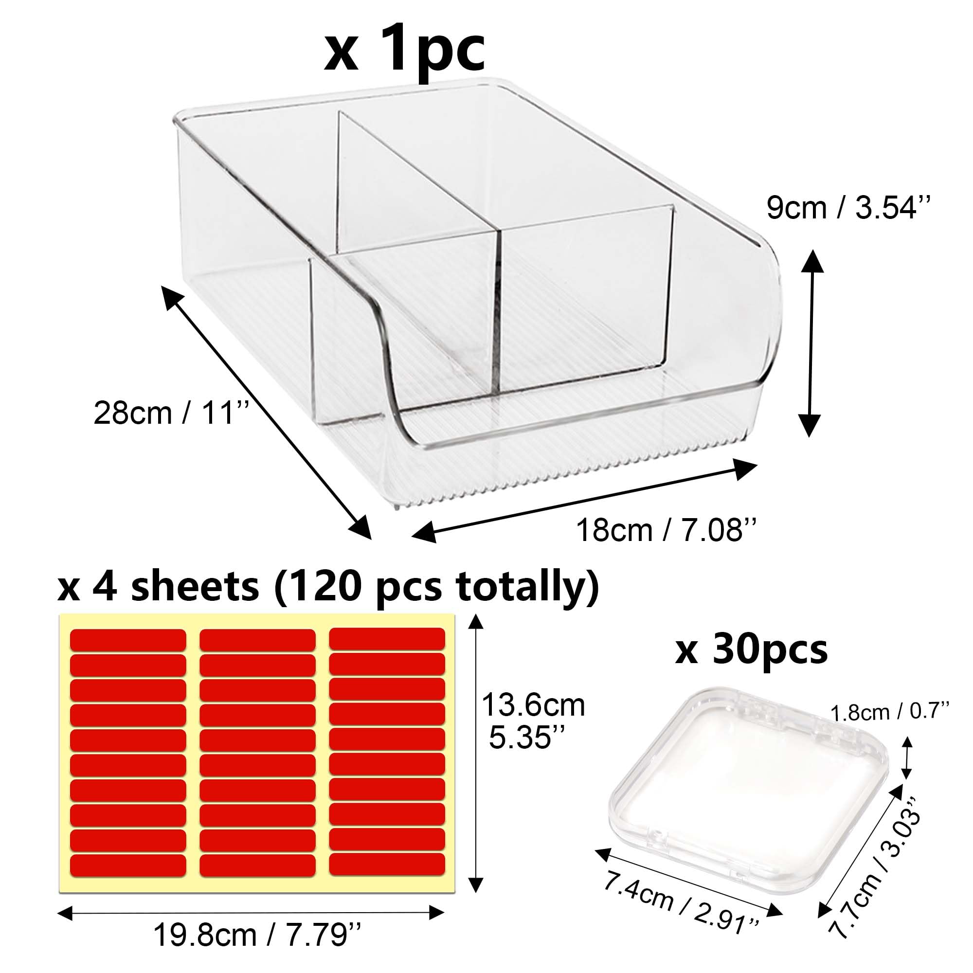 30 Pcs Press On Nail Storage Box - Acrylic False Nail Organizer with Stackable Design & 120 Pcs Double-Sided Adhesive Tape - Perfect for Salon Display, Nail Art Storage, and At-Home Manicure Organization