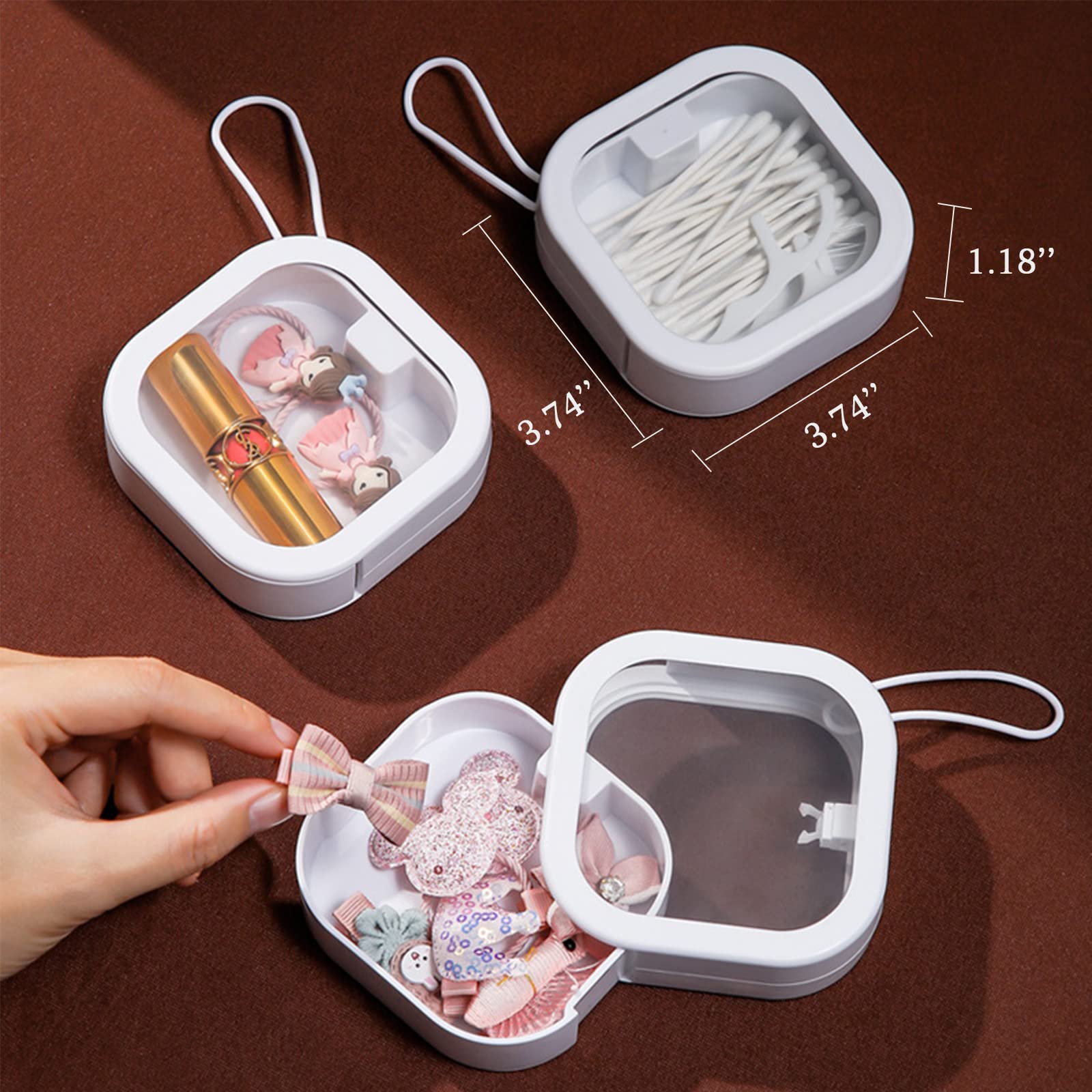 2-Pack Stackable & Hanging Hair Tie Organizer - Portable Hair Accessories Holder for Hair Ties, Qtips, Hair Clips & Hair Supplies (Pink & White) - Perfect for Travel, Bathroom & Vanity Organization
