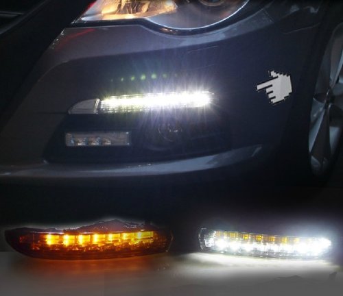 Volkswagen CC 2010-2012 LED DRL Daytime Running Lights with Amber Turn Signal - High Visibility Safety Lights for Day & Night Driving