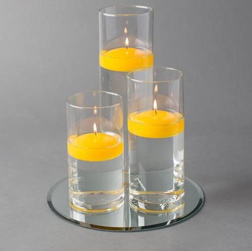 Eastland 48-Piece Round Mirror & Cylinder Vases Centerpiece Set with Floating Candles - 12