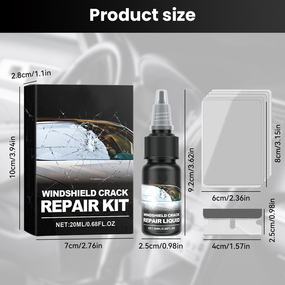 2024 Car Windshield Repair Kit - Professional Glass Crack & Chip Repair Fluid for Automotive Windscreen - Quick Fix for Chips, Cracks & Bullseyes - Perfect for DIY Car Maintenance & Roadside Emergencies (2-Pack)