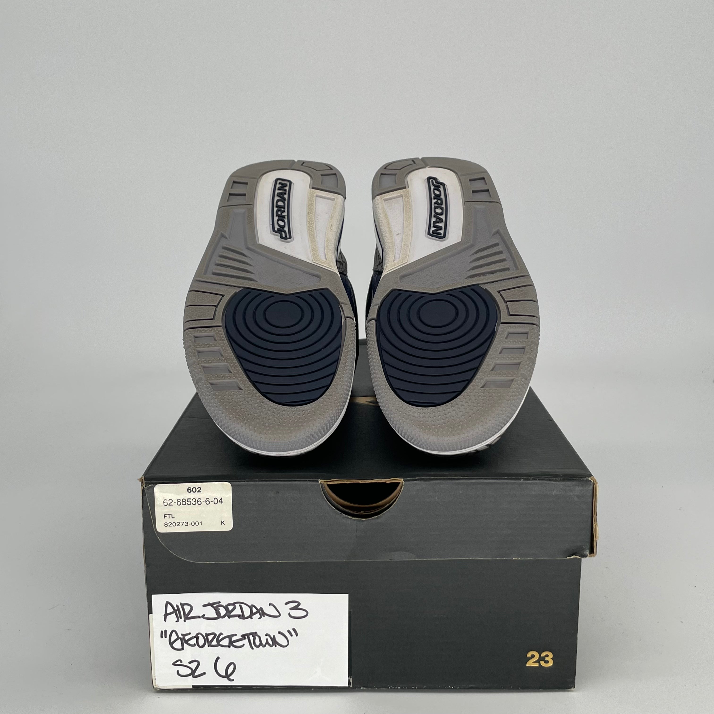 Original Air Jordan 3 Retro 'Georgetown' Sneakers - Size 6/7.5W (Style Code: 398614-401) | Men's Basketball Shoes for Court & Streetwear Fashion
