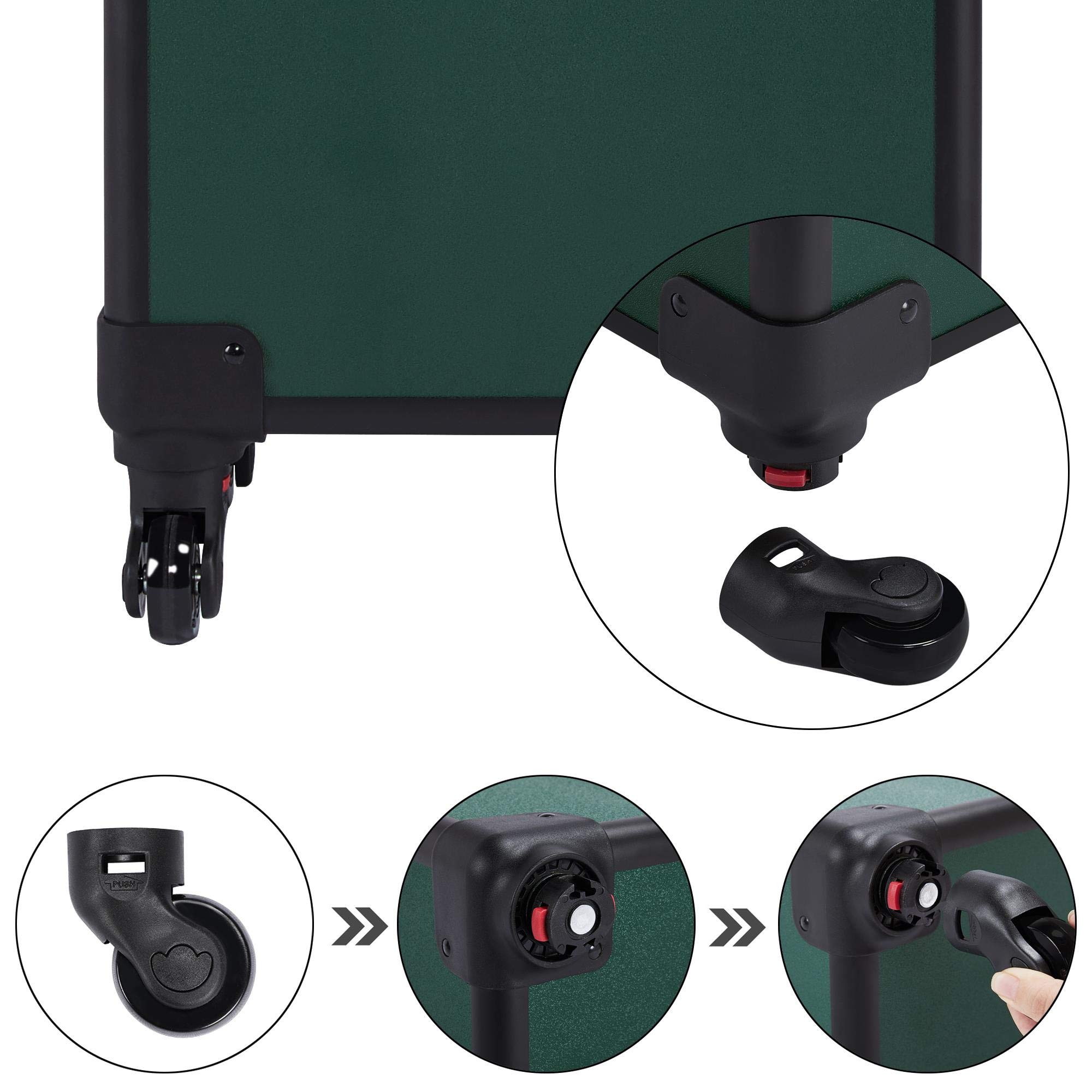 Topeakmart Large 4-in-1 Professional Rolling Makeup Train Case - Cosmetic Storage Organizer with Folding Trays, Wheels & Aluminum Frame (Dark Green) | Perfect for Travel, Salon Professionals & Makeup Artists