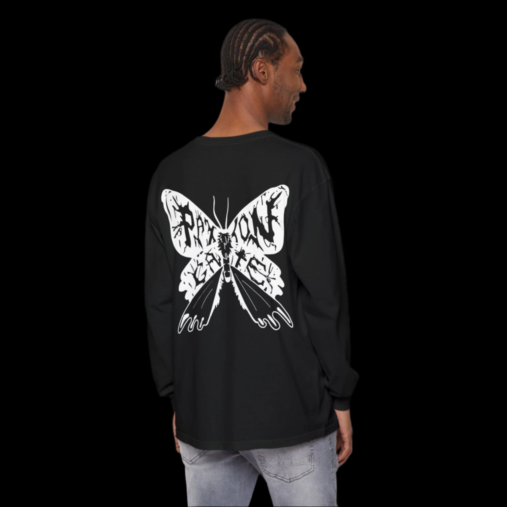 Unisex Paxton Gate Moth Print Long Sleeve T-Shirt | Vintage Gothic Style Cotton Tee for Men & Women | Perfect for Halloween, Cosplay and Alternative Fashion