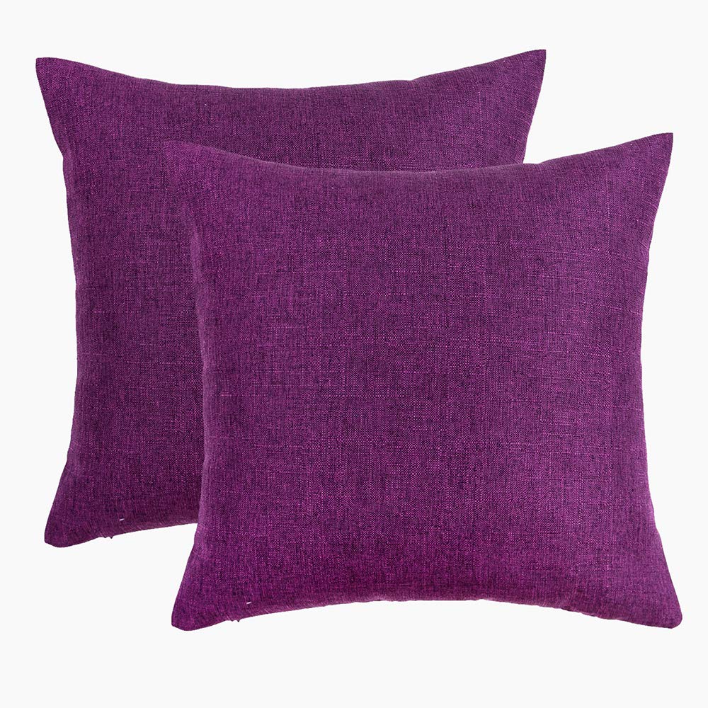 RainRoad Decorative Throw Pillow Covers 18x18 Inches (Pack of 2) - Soft Purple Couch & Bedroom Pillow Cases for Home Decor, Living Room, Sofa, Car Seat - Washable Cushion Covers for Comfort & Style