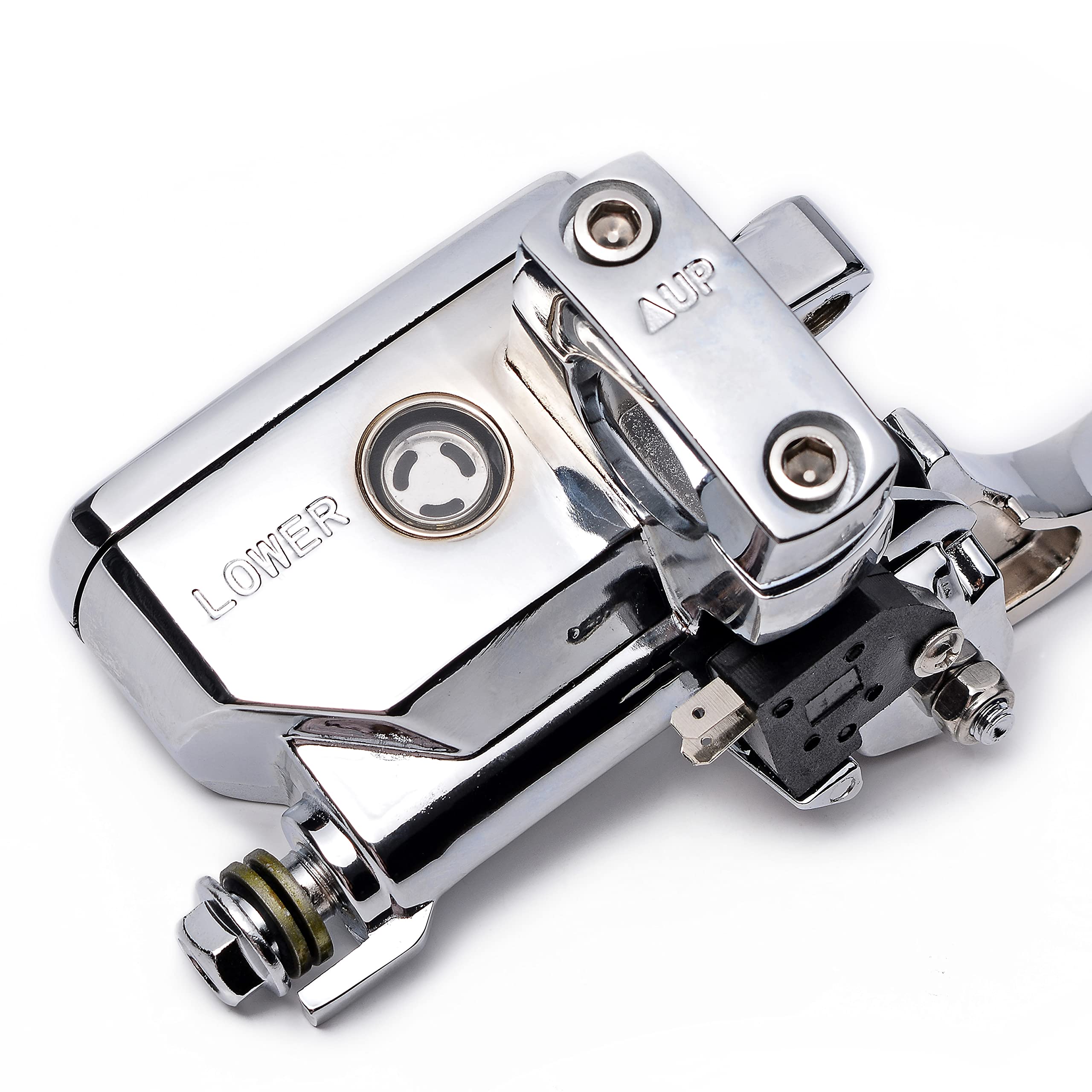 Chrome Switch Horn Turn Signal Headlight with Wiring Harness & Brake Clutch Levers - Compatible with 1996-2012 Harley Dyna Softail Sportster V-Rod 1
