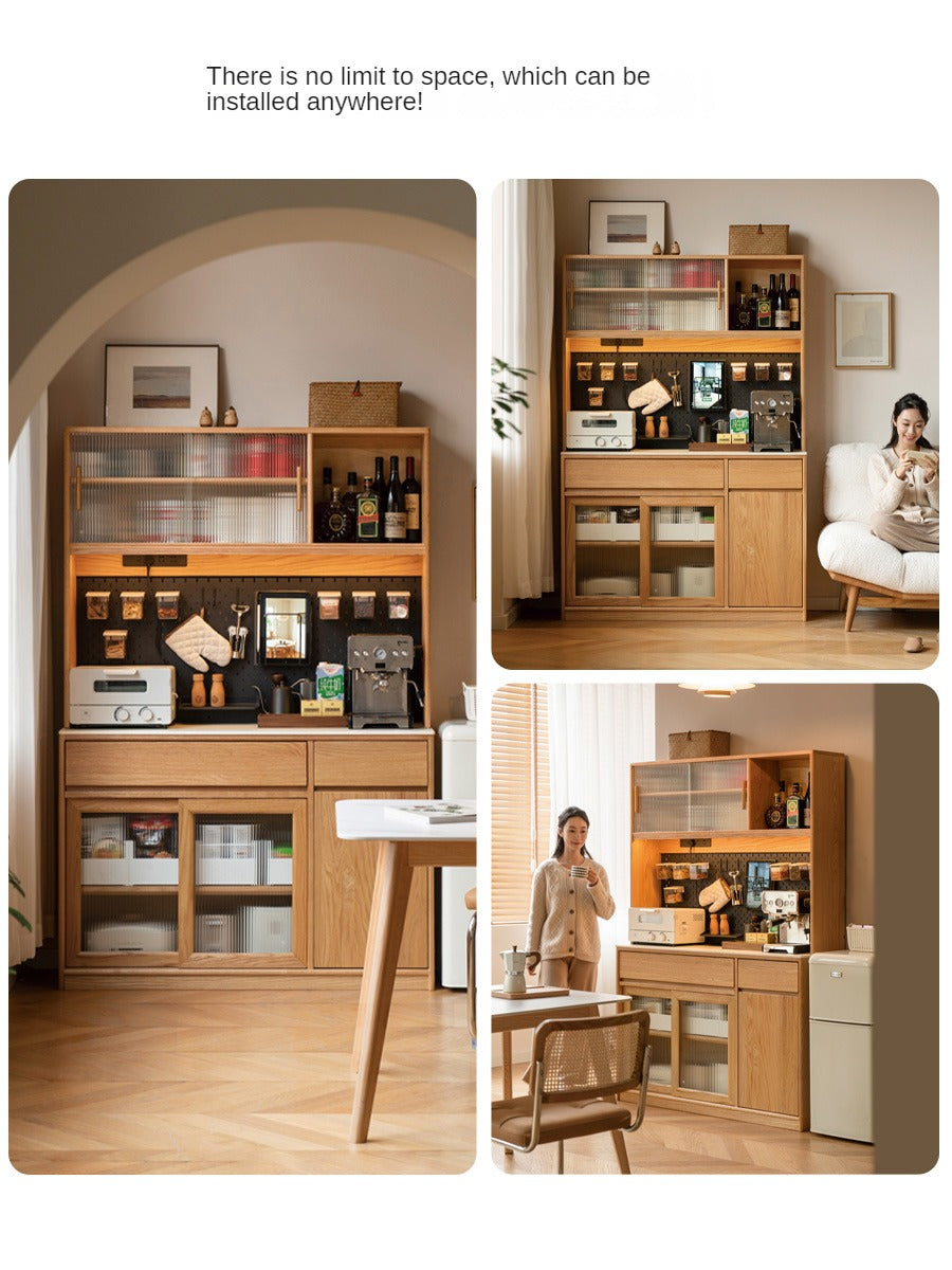 Solid Oak Wood Rock Board Modern Sideboard - Stylish Storage Cabinet for Living Room, Dining Room, or Entryway