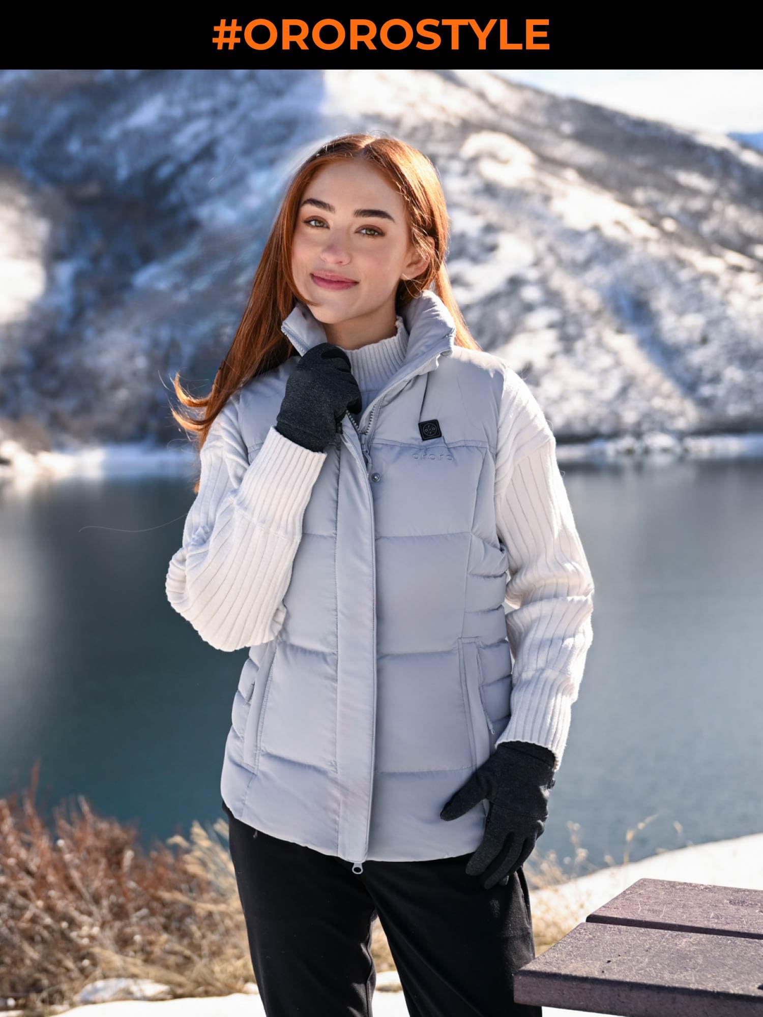 ORORO Women's Heated Down Vest with Detachable Hood - 800 Fill Power Heated Jacket for Winter Warmth | USB Rechargeable Battery (Charger Not Included) | Perfect for Outdoor Activities, Skiing, Hiking & Cold Weather Commutes