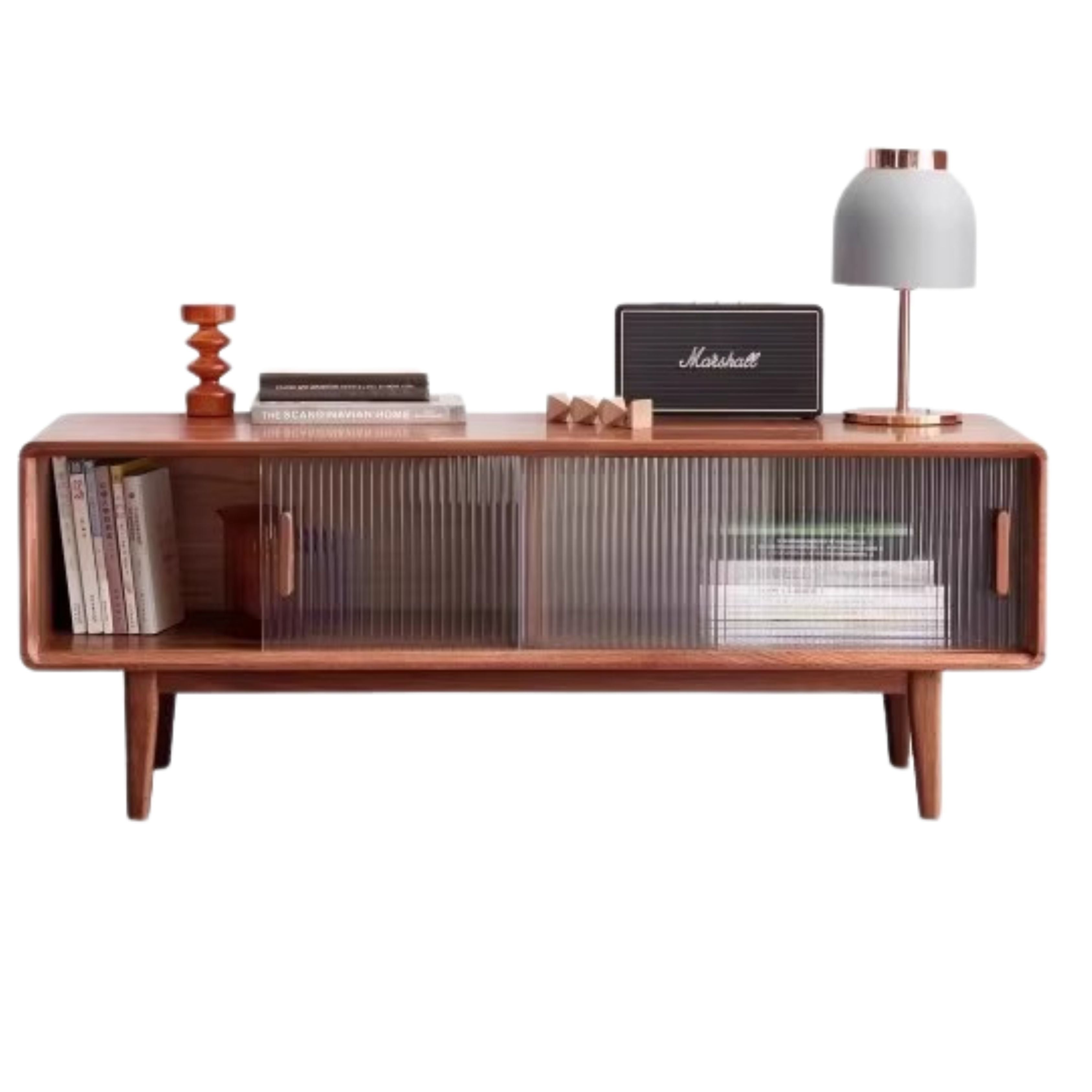 Solid Oak & Beech Wood TV Stand - Modern Entertainment Center for Living Room, Bedroom - Durable & Stylish TV Console with Storage Shelves