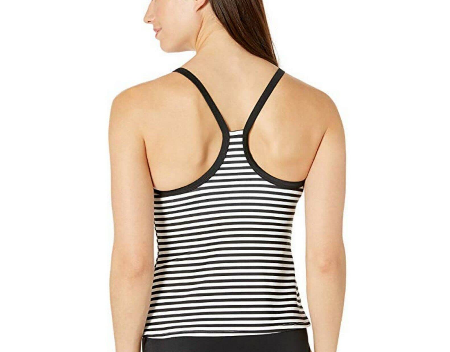Nike Women's Plus Size Laser Stripe Racerback Tankini Swimsuit Set with Boyshorts - Navy/Royal Blue - Perfect for Beach, Pool & Summer Vacations