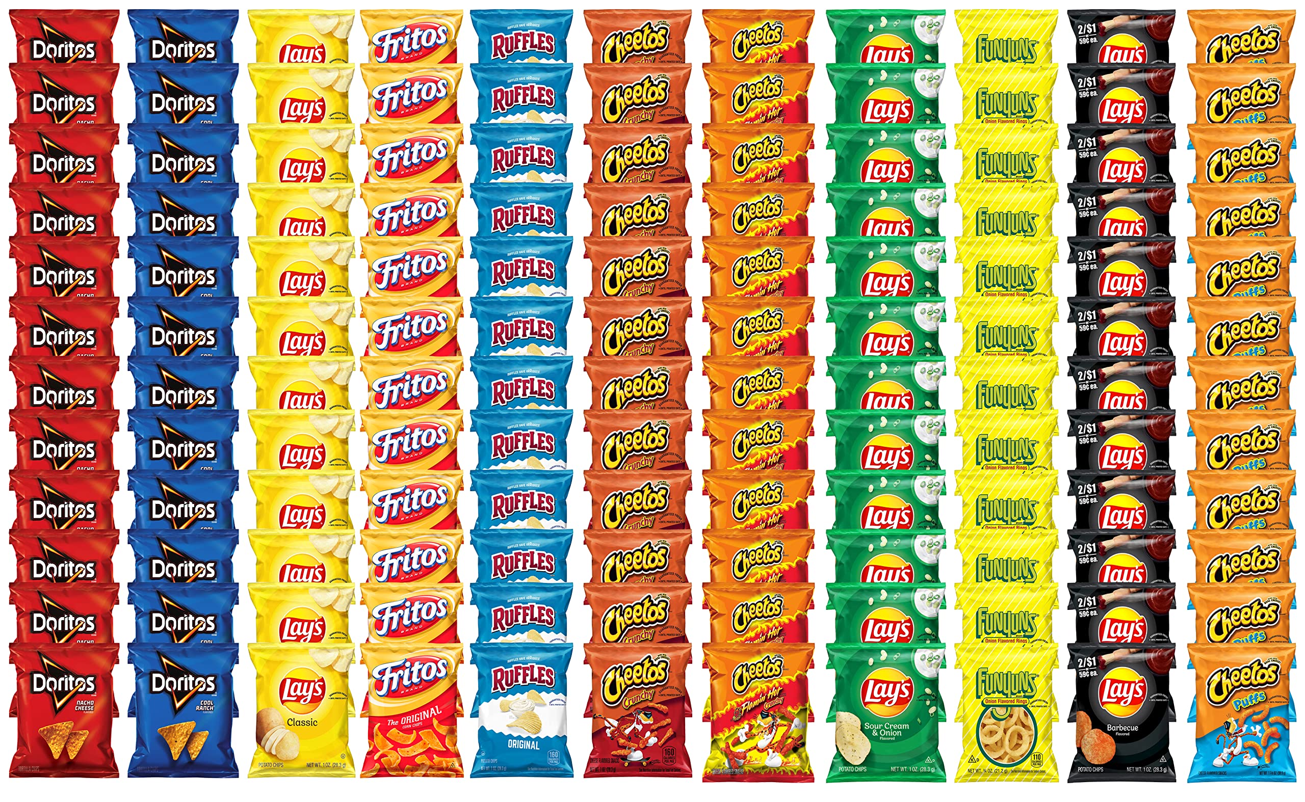 Frito-Lay Mega Flavor Mix Snack Variety Pack - 132 Count (132-Pack) | Assorted Chips & Snacks for Parties, Office & Family Gatherings