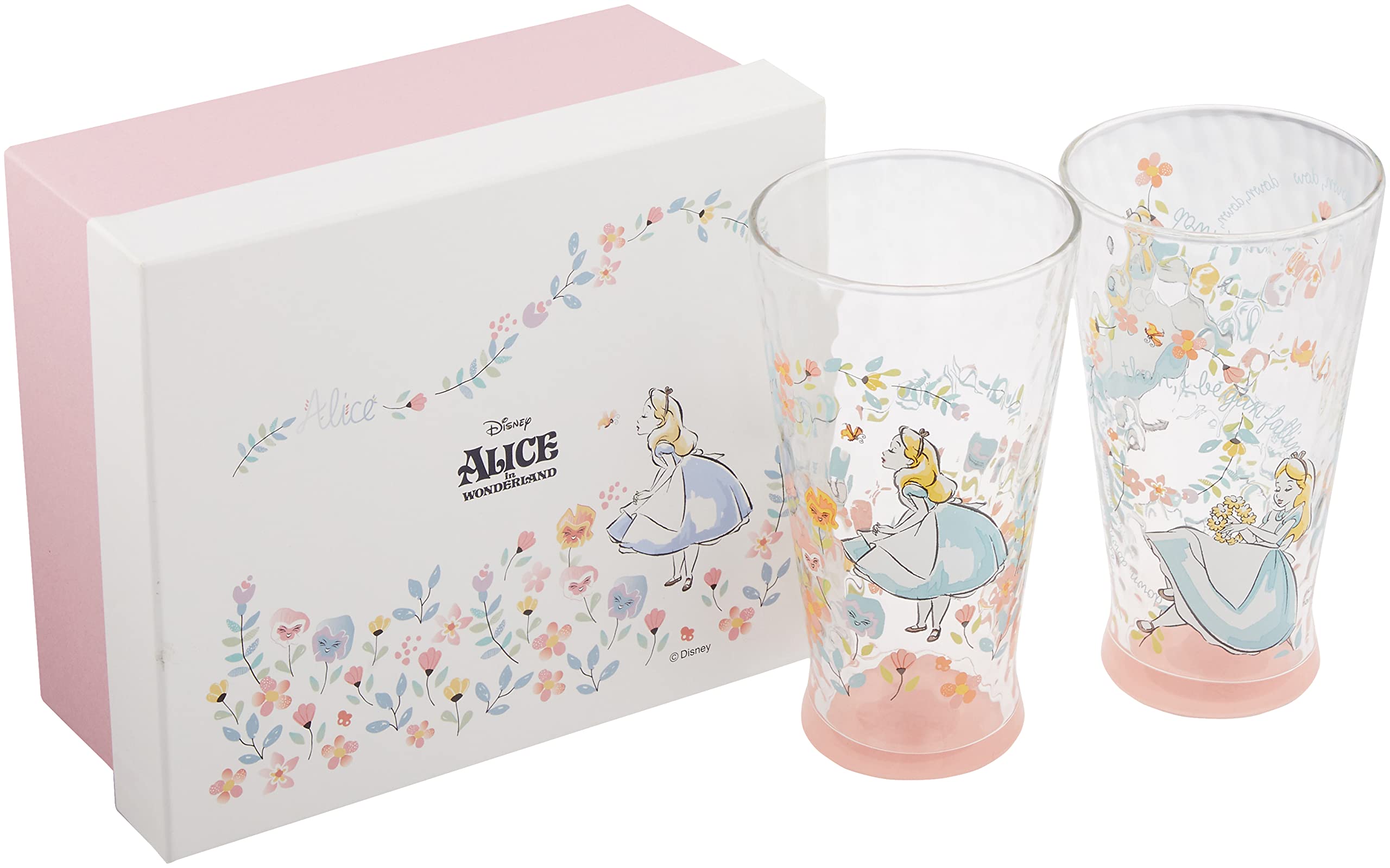 Alice in Wonderland Glass Tumbler Set - 2 Pack Insulated Cups for Tea, Coffee & Cold Drinks - Perfect for Home, Office & Gift Giving
