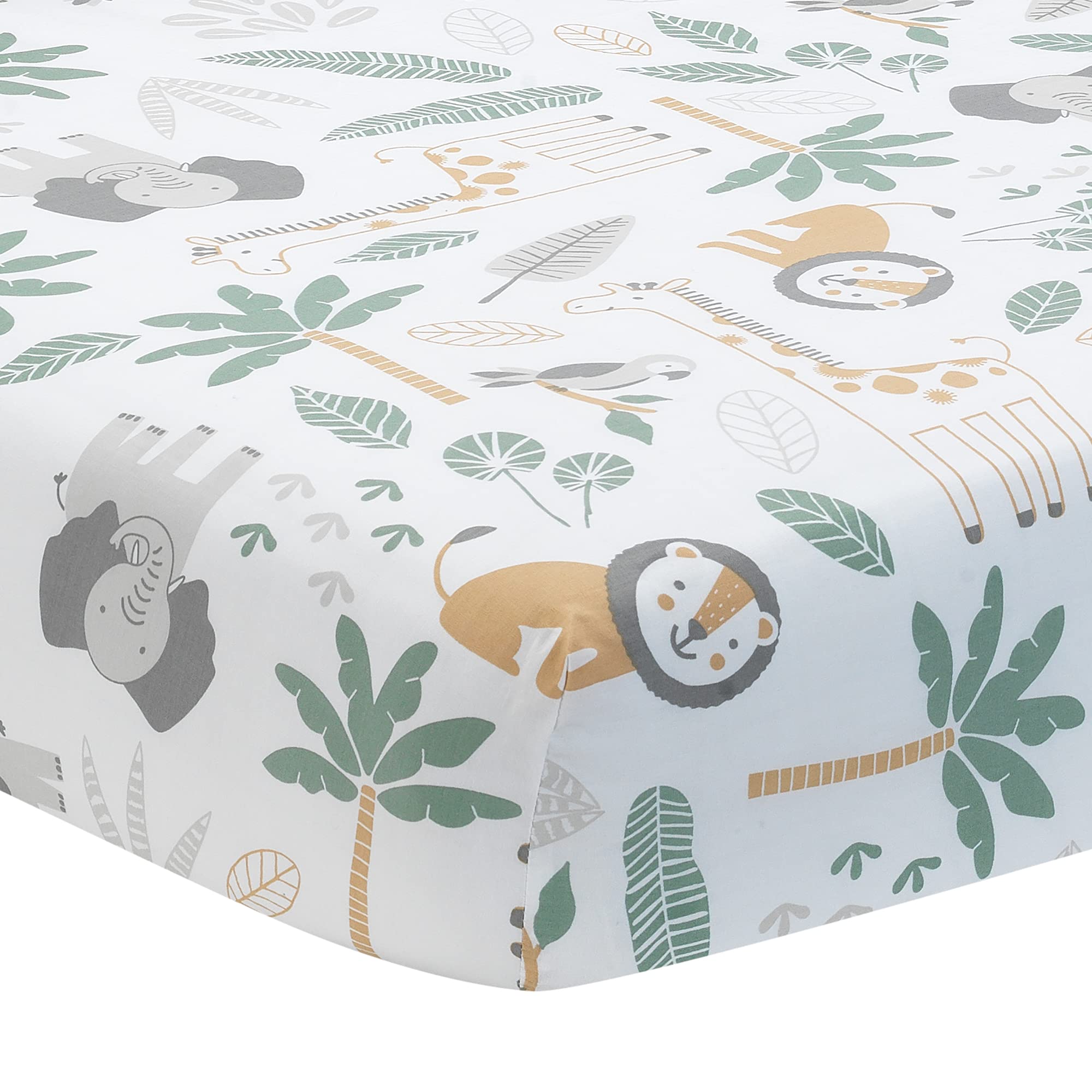 Lambs & Ivy Jungle Friends 5-Piece Safari Animals Nursery Baby Crib Bedding Set - Soft & Cozy Crib Sheets, Bumper, Skirt for Boys & Girls - Perfect for Jungle Theme Nursery Decor & Baby Shower Gifts