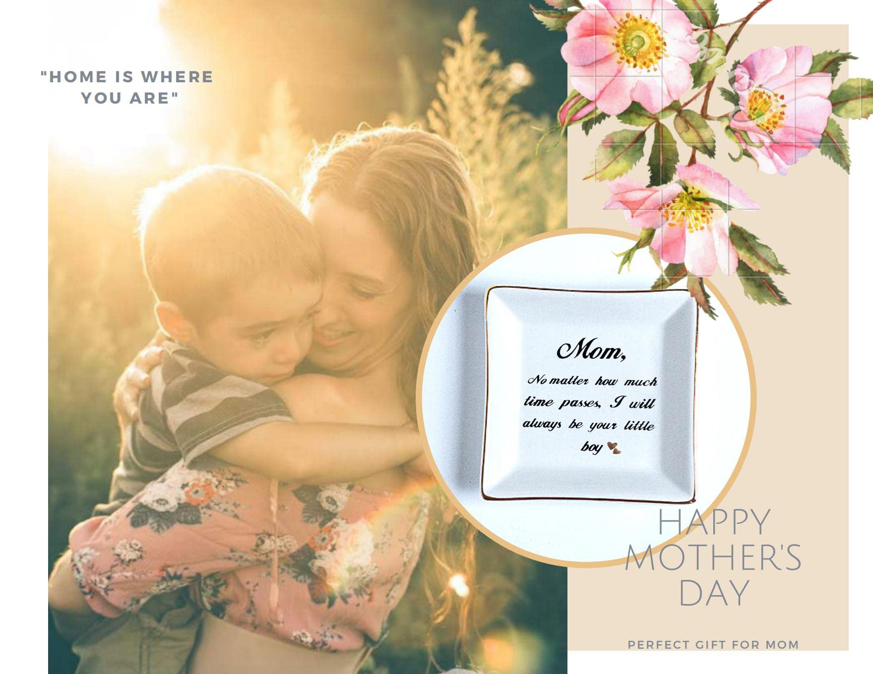 HOME SMILE Ceramic Ring Dish - Elegant Jewelry Tray for Rings, Earrings & Small Accessories - Perfect Gift for Mom, Sister & Friends - Bedroom Vanity, Bathroom Counter & Entryway Organizer