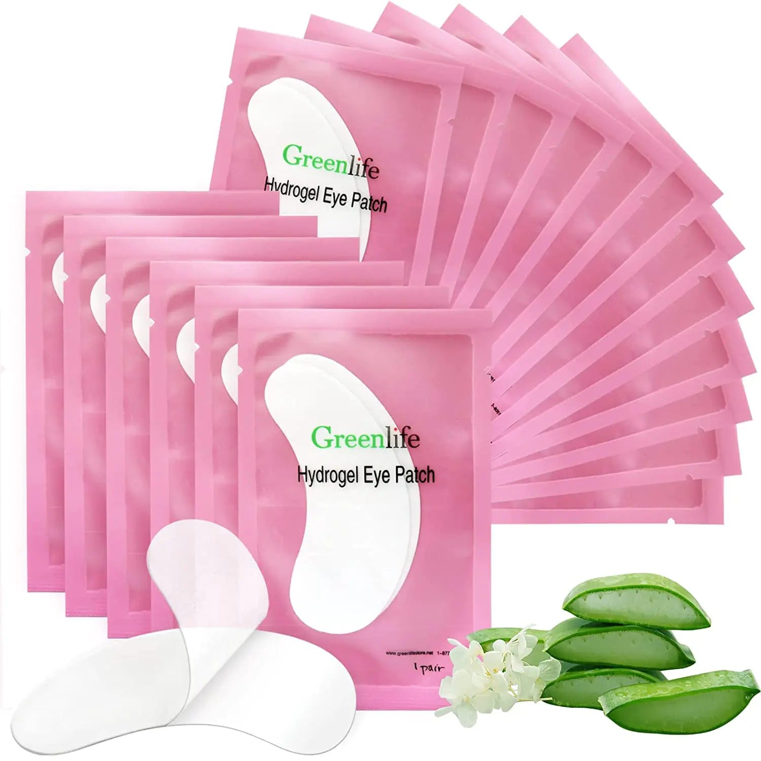GreenLife Natural Hydrogel Eye Gel Pads 100 Pairs - Collagen & Aloe Infused for Dark Circles, Puffiness & Wrinkles | Soothing Under Eye Treatment for Men & Women | Perfect for Travel, Work & Nighttime Skincare Routine