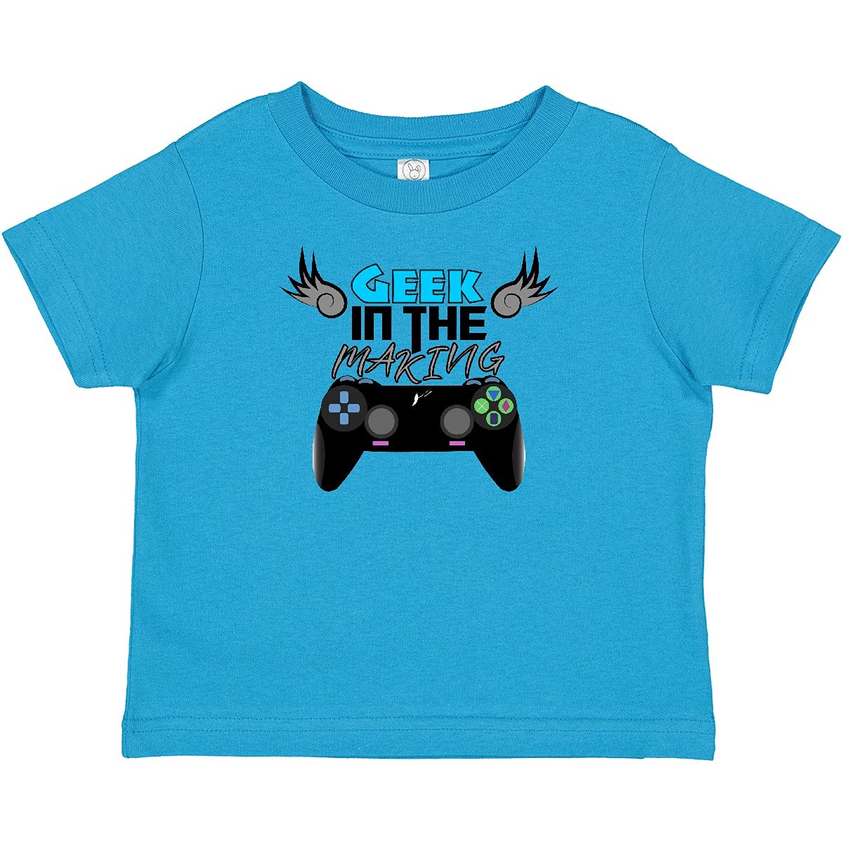 Inktastic Geek in The Making Black Video Game Controller Baby T-Shirt - Cute Gamer Outfit for Toddlers & Infants - Perfect for Gaming Parties, Family Photos & Everyday Play