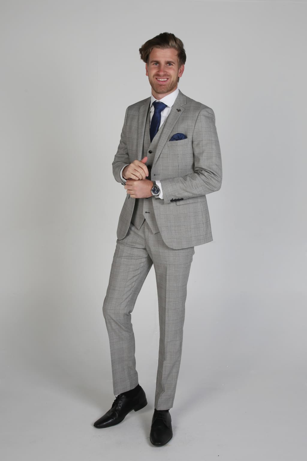 Hugo Grey Men's Three Piece Suit | Premium Slim Fit Business Suit for Wedding, Office & Formal Events | Classic Grey Suit for Men