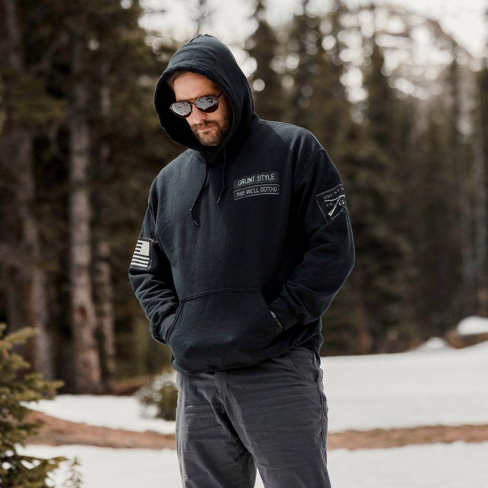 Custom Name Tape Hoodie - Personalized Black Pullover for Men & Women | Gym, Workout, Casual Wear