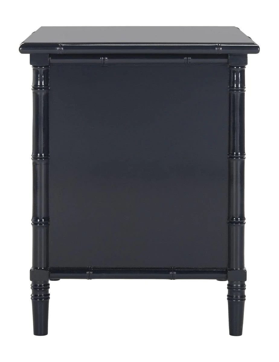 Coastal Three Drawer Bamboo Nightstand - Navy Blue Bedside Table for Bedroom | Rustic Beach House Decor & Bedside Storage Solution
