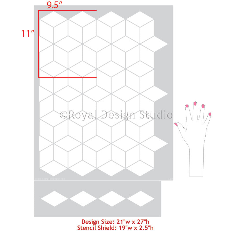Tumbling Blocks Stencil for Quilting, Scrapbooking & DIY Crafts - Reusable Plastic Template for Geometric Patterns