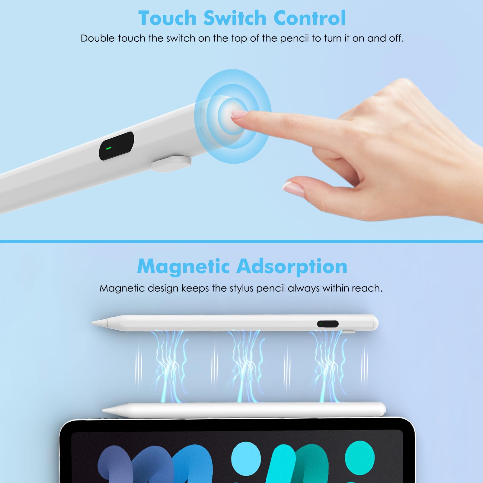MoKo Stylus Pen for iPad 2018-2024 | USB-C Rechargeable Apple Pencil Alternative with LED Power Display | Compatible with iPad Pro 13/11