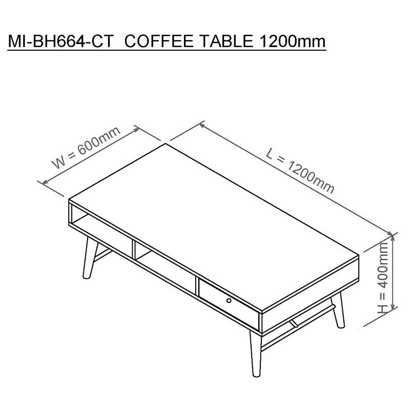 RANIA Modern Coffee Table 120cm - Black Ash Finish for Living Room, Lounge & Office Decor
