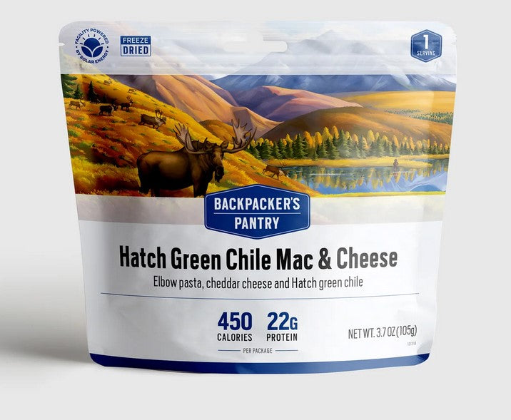 Backpacker's Pantry Hatch Green Chili Mac & Cheese - Single Serving Freeze-Dried Meal - Lightweight Camping & Backpacking Food - Perfect for Hiking, Emergency Preparedness & Outdoor Adventures