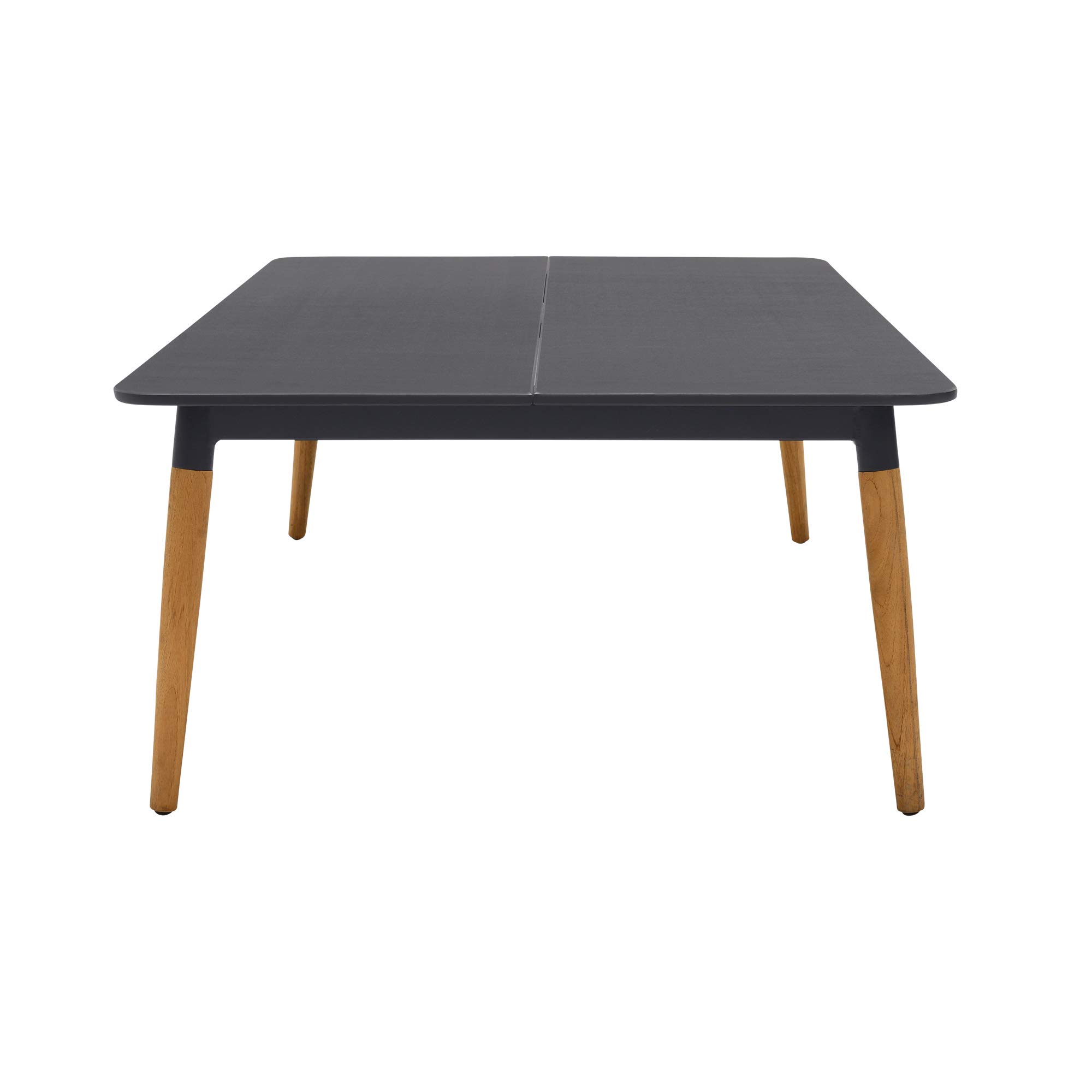 Armen Living Ipanema Modern Outdoor Patio Coffee Table - Dark Gray Eucalyptus & Natural Teak Wood - Perfect for Poolside, Garden, or Backyard Relaxation