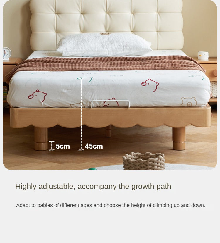Solid Beech Wood Kids Platform Bed - No Headboard, Eco-Friendly & Sturdy for Toddler & Children's Bedroom - Perfect for Small Spaces & Montessori Style Rooms