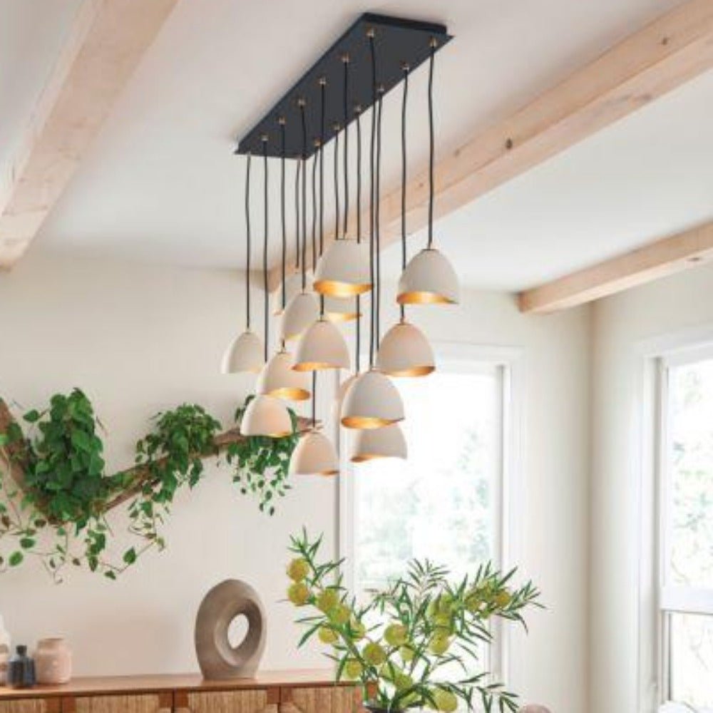 Lux 14 Light Linear Chandelier - Modern Crystal Pendant Lighting Fixture for Dining Room, Kitchen Island & Living Room Decor
