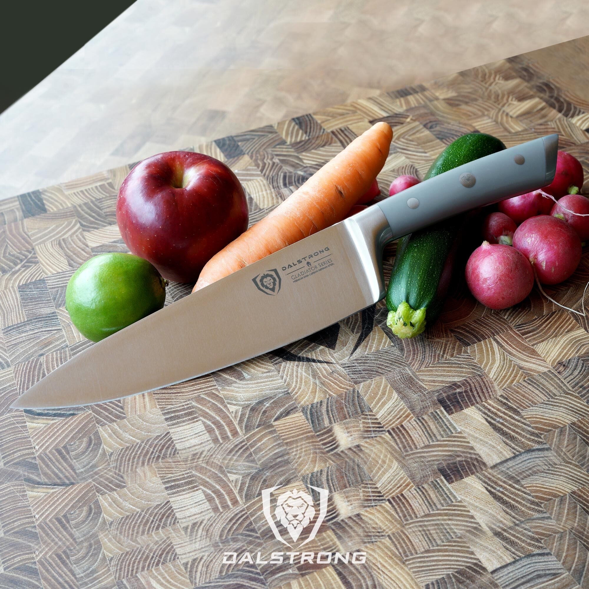 Dalstrong Gladiator Series 8-Inch Chef Knife with Grey ABS Handle - NSF Certified Professional Kitchen Knife for Slicing, Dicing, and Chopping - Perfect for Home Cooks & Professional Chefs