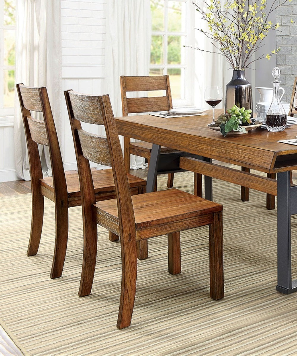 Dark Oak Rustic Style Solid Wood Kitchen Dining Chairs Set of 2 - Panel Back Chairs for Dining Room, Kitchen, Breakfast Nook & Farmhouse Decor