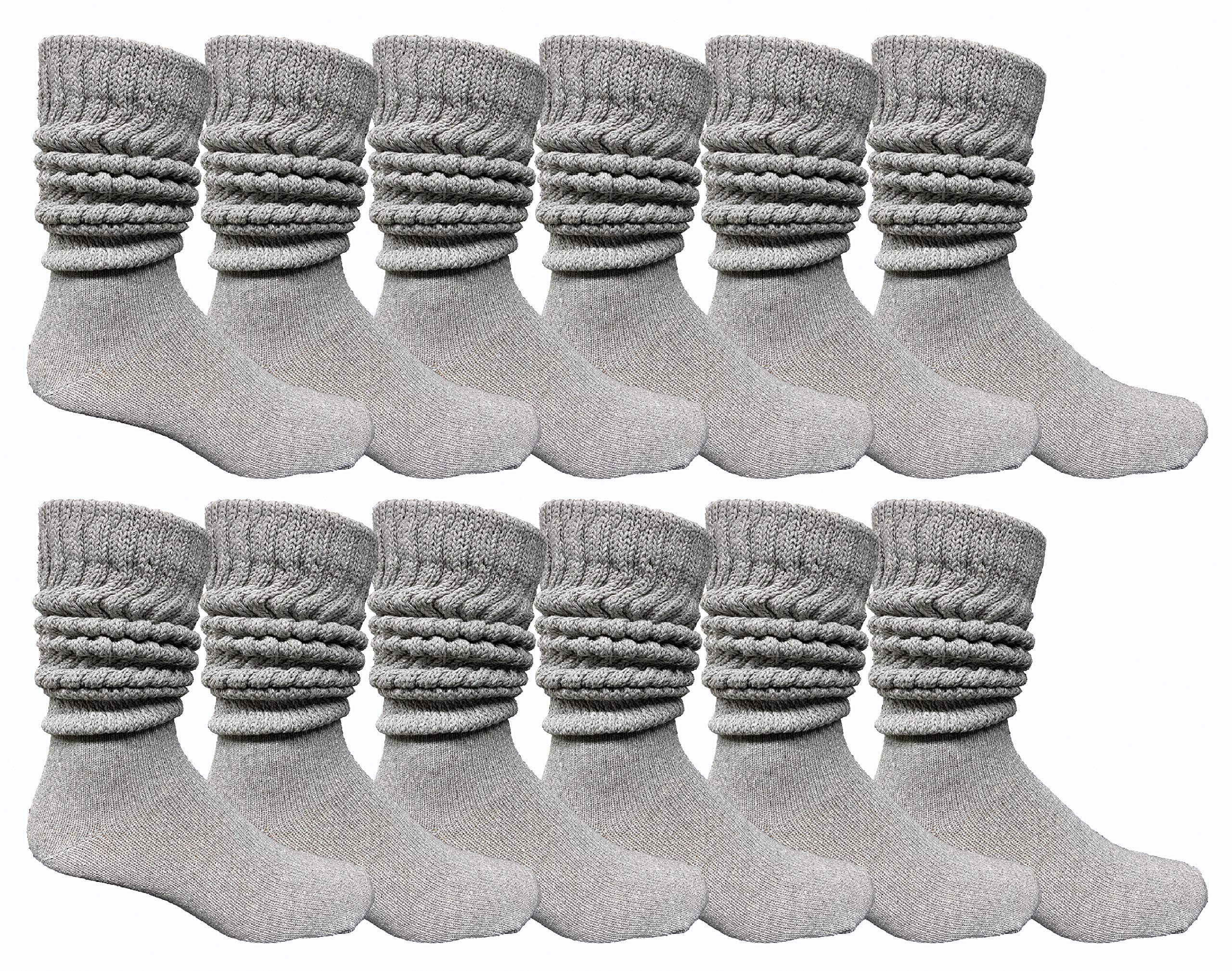 Yacht & Smith 6-Pack & 12-Pack Men's Cotton Extra Heavy Slouch Socks - Thick Boot Socks for Winter, Hiking & Work - Bulk Pack for Daily Comfort & Warmth