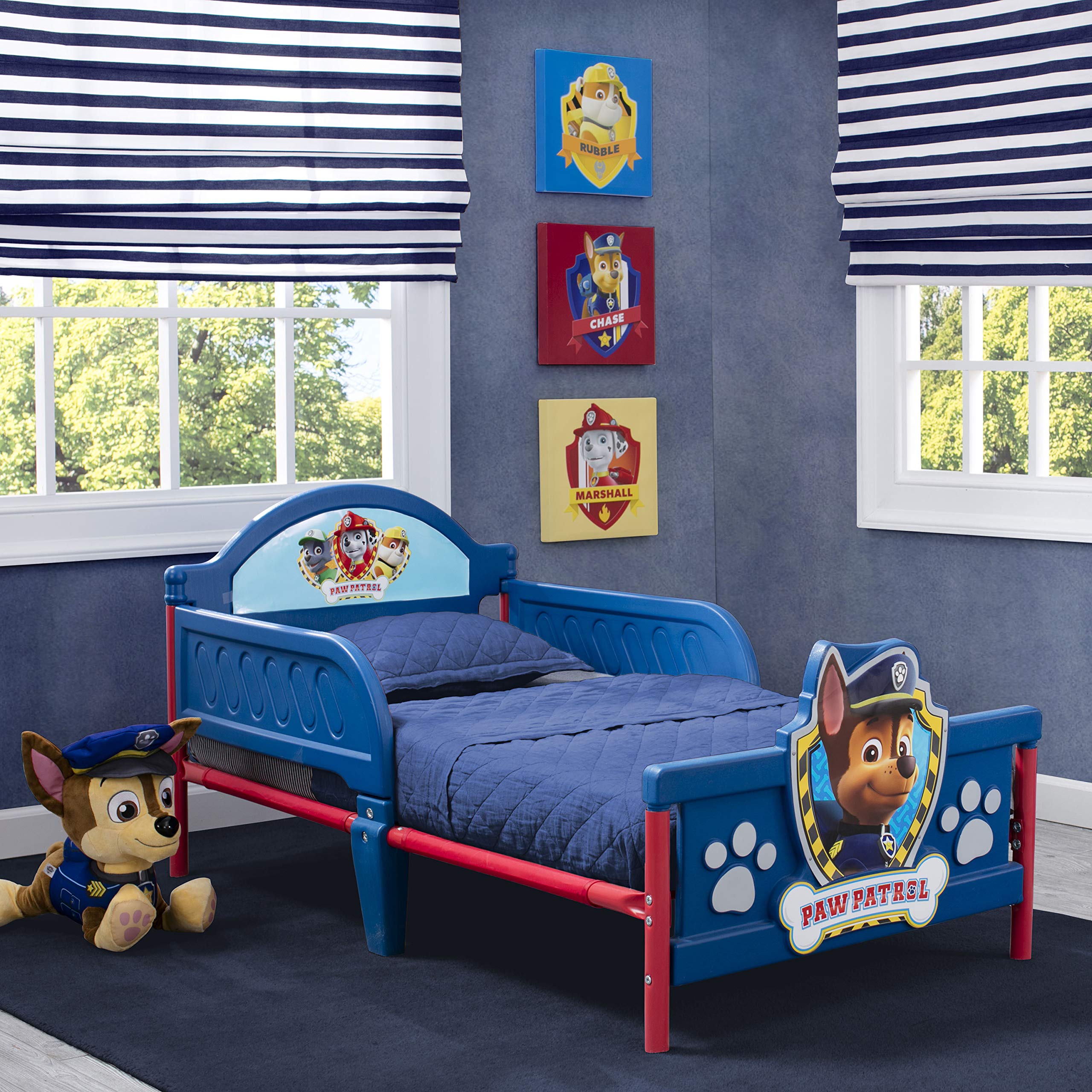Delta Children 3D-Footboard Toddler Bed with PAW Patrol Theme & Twinkle Galaxy Dual-Sided Crib Mattress - Toddler Sleep Solution for Daycare, Nursery & Kids' Bedroom - Eco-Friendly Recycled Fiber Core Bundle