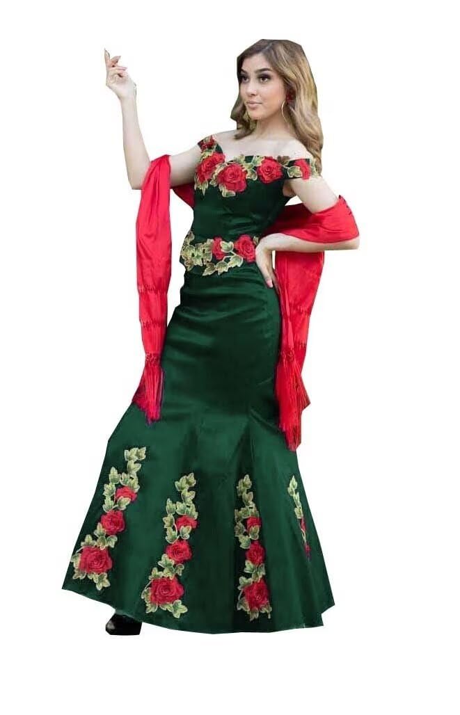 **Elegant Floral Embroidered Quinceanera Dress - Mermaid Satin Prom Gown for 2025 Formal Events | Perfect for Sweet 16, Homecoming & Evening Parties**