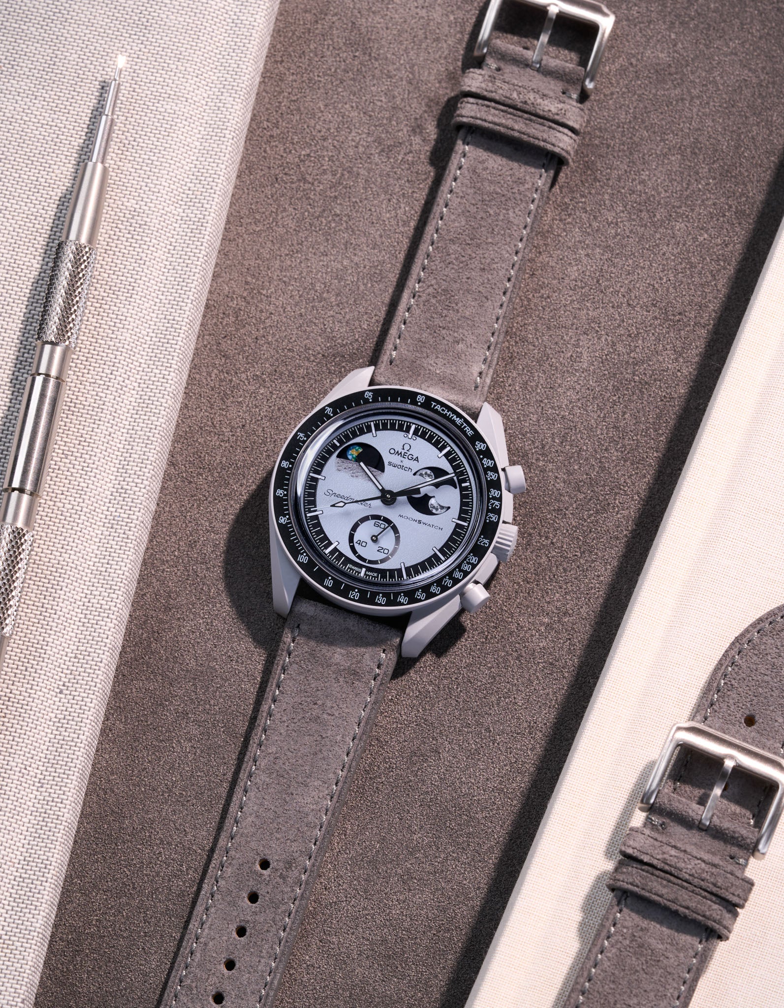 Omega X Swatch Mission to Earth Genuine Leather Replacement Watch Straps - Premium Quality Adjustable Bands for MoonSwatch Watches - Perfect for Casual Wear, Dress Occasions & Watch Collectors