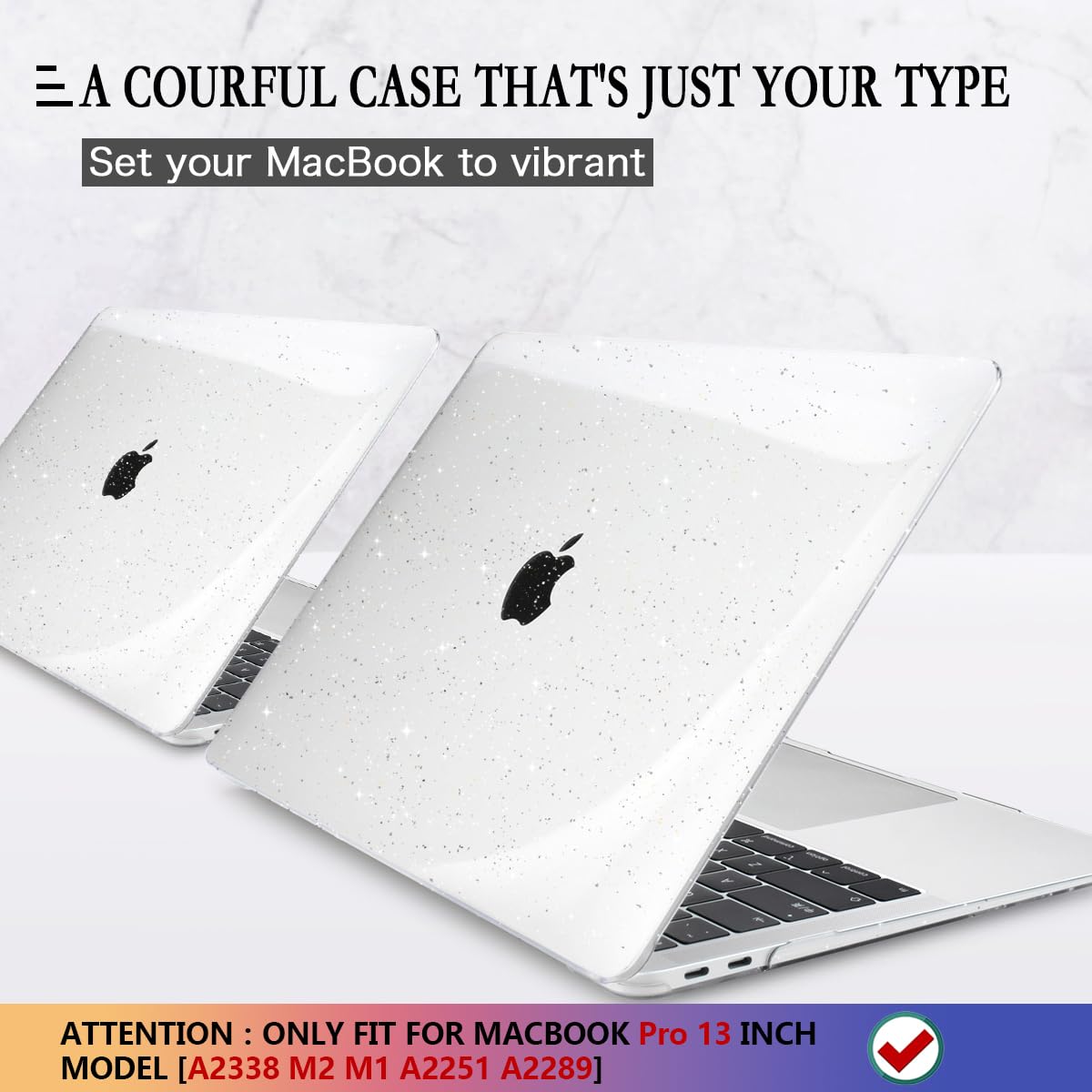 CISSOOK Clear Glitter Star Hard Shell Case for MacBook Pro 13 Inch (2020-2023 M1/M2 A2251/A2289/A2338) - Sparkly Plastic Protective Cover with Keyboard Protector | Perfect for Work, School & Travel Accessories