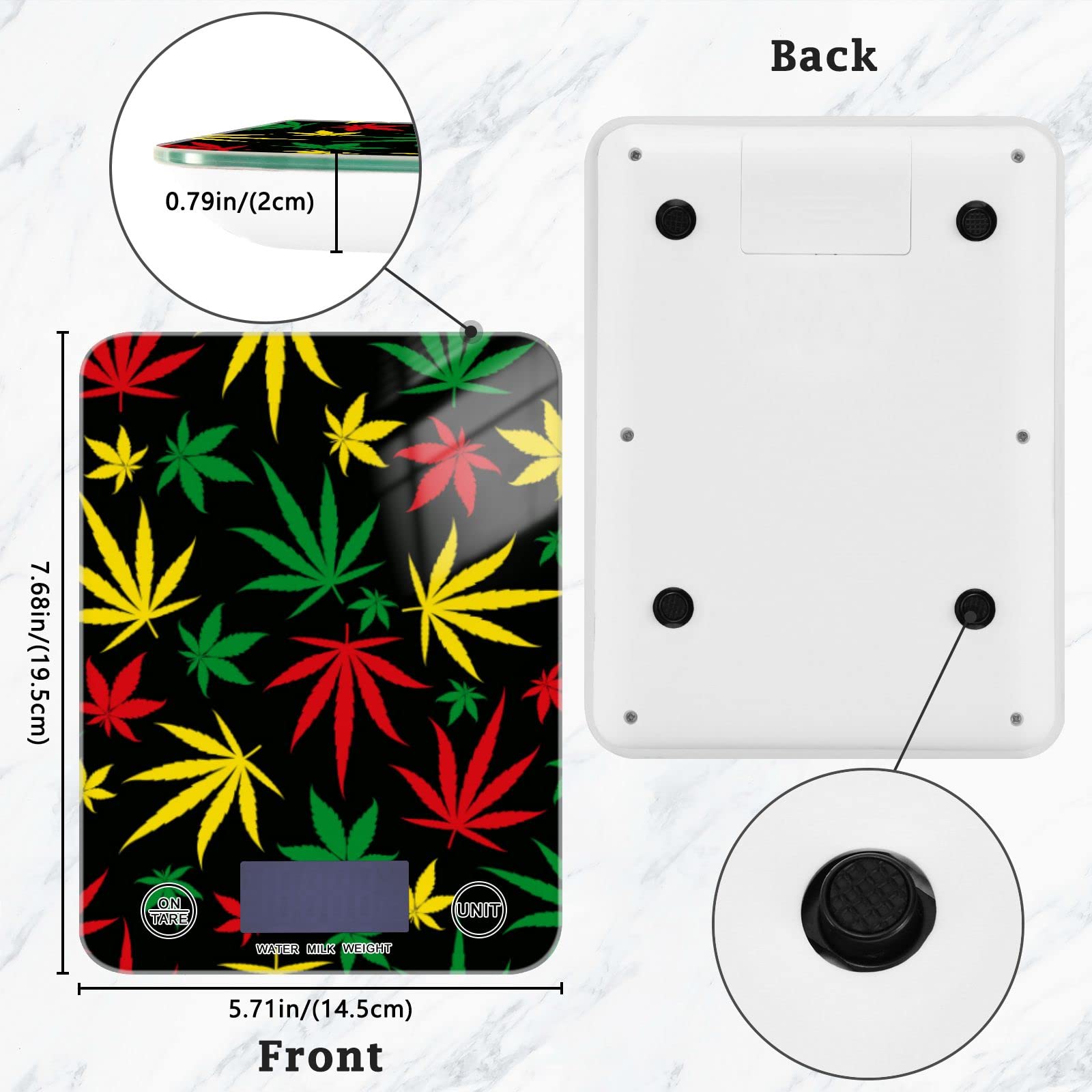 Waterproof Digital Kitchen Scale for Cooking, Baking & Coffee - Colorful Leaves Design