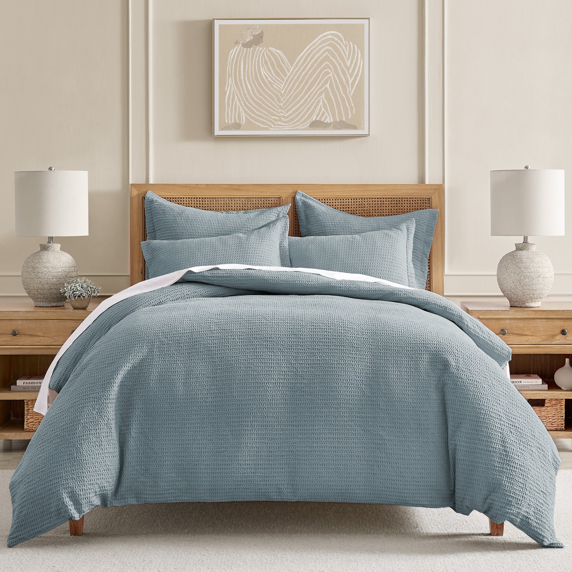 Premium Cloud Waffle Duvet Cover Set - Soft & Breathable Bedding - Queen/King Size - Luxury Textured Bedding for Cozy Sleep & Hotel-Style Comfort